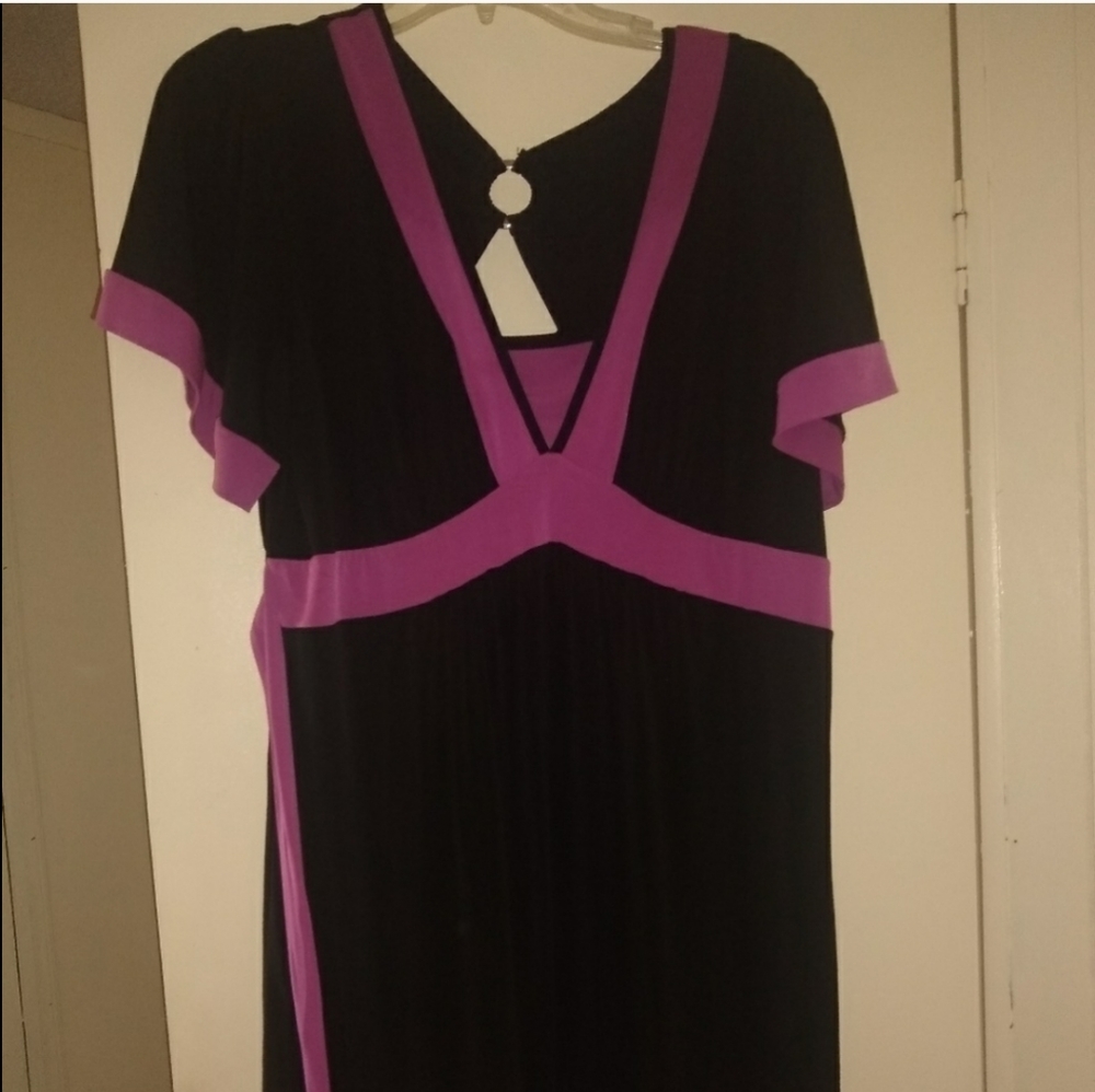 💐 magenta trim midi dress